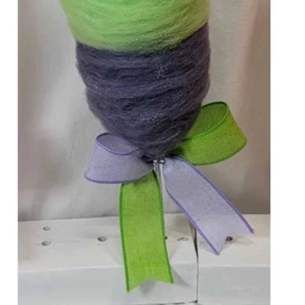 Decorative Fake Glittered Cotton Candy - Purple and Lime Green‎